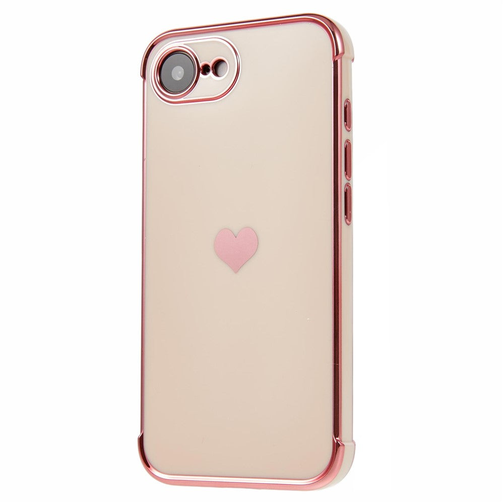 For iPhone 17e / 16e Case TPU Phone Back Cover Electroplating Heart Pattern