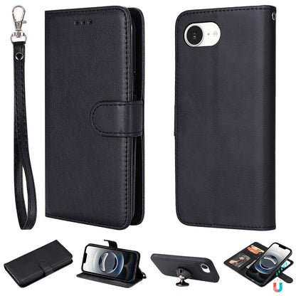For iPhone 17e / 16e Case 2 in 1 Detachable Magnetic Leather Wallet Mobile Cover with Strap