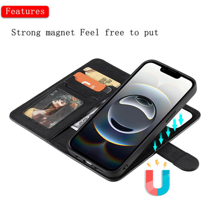 For iPhone 17e / 16e Case 2 in 1 Detachable Magnetic Leather Wallet Mobile Cover with Strap