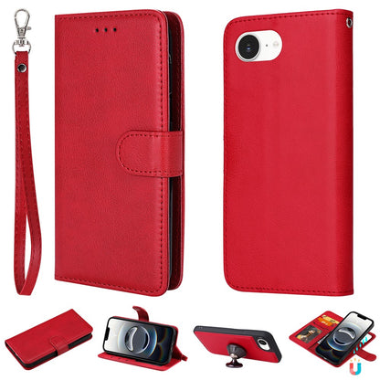 For iPhone 17e / 16e Case 2 in 1 Detachable Magnetic Leather Wallet Mobile Cover with Strap