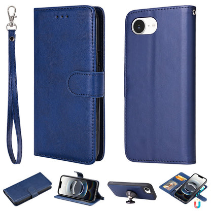 For iPhone 17e / 16e Case 2 in 1 Detachable Magnetic Leather Wallet Mobile Cover with Strap