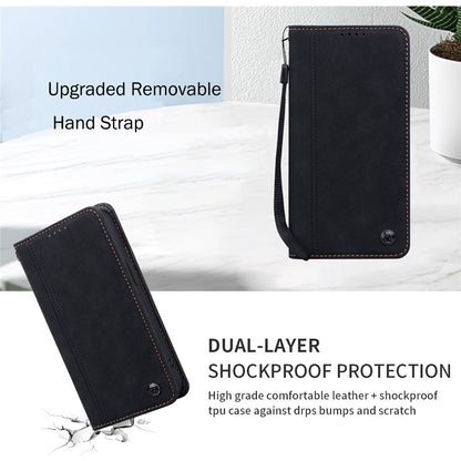For iPhone 14 Pro Case Lines Pattern Wallet Leather Phone Cover with Strap