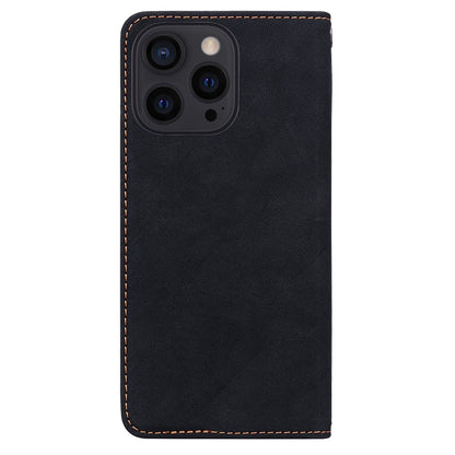 For iPhone 14 Pro Case Lines Pattern Wallet Leather Phone Cover with Strap