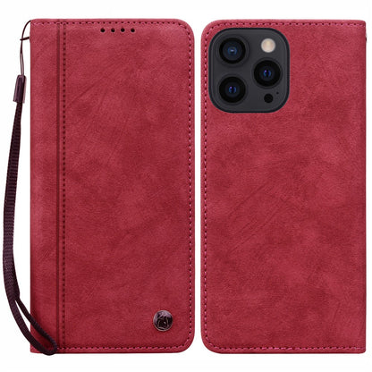 For iPhone 14 Pro Case Lines Pattern Wallet Leather Phone Cover with Strap