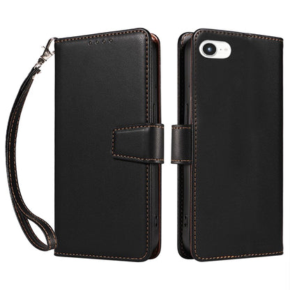 For iPhone 17e / 16e Case RFID Blocking Leather Wallet Flip Phone Cover with Wrist Strap
