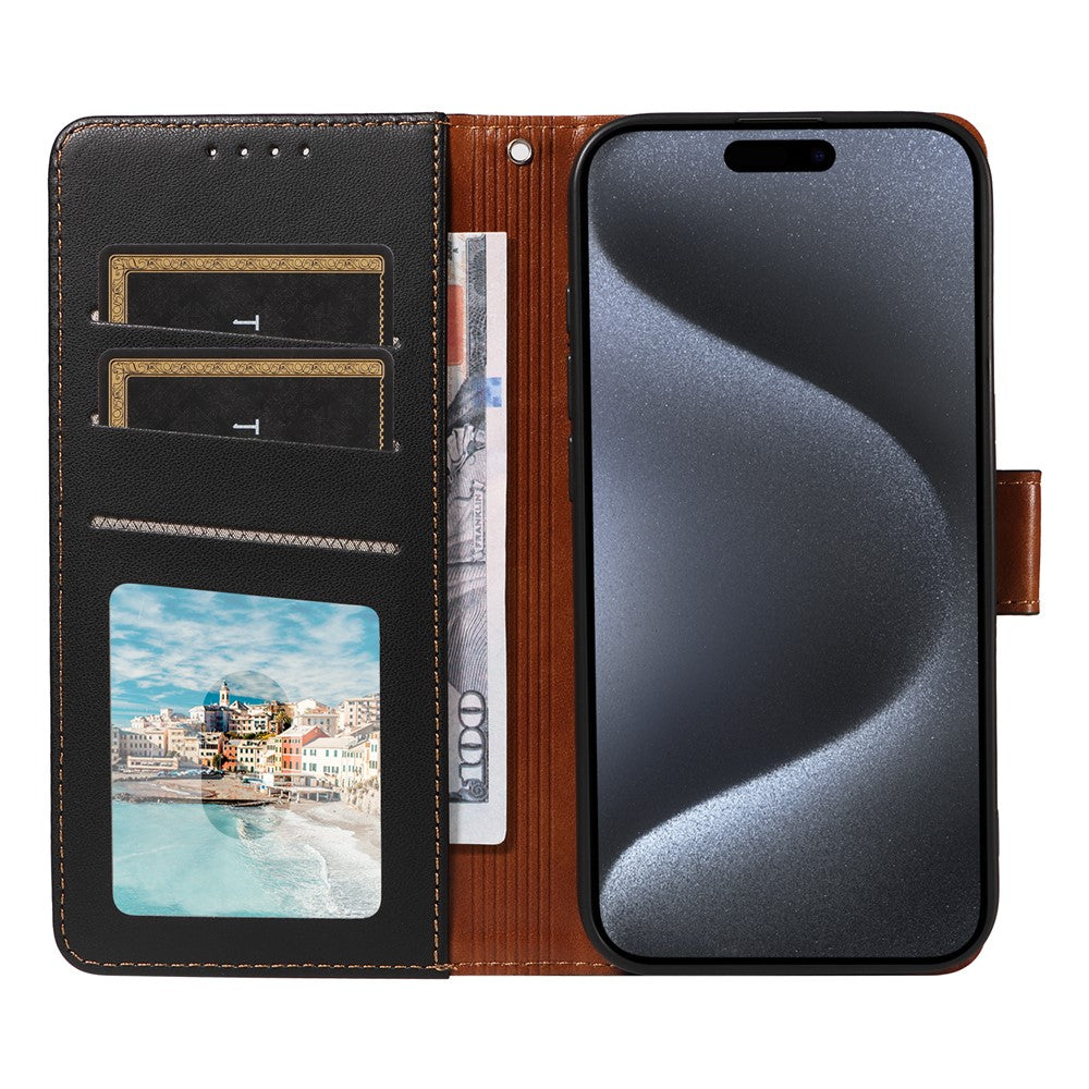 For iPhone 17e / 16e Case RFID Blocking Leather Wallet Flip Phone Cover with Wrist Strap
