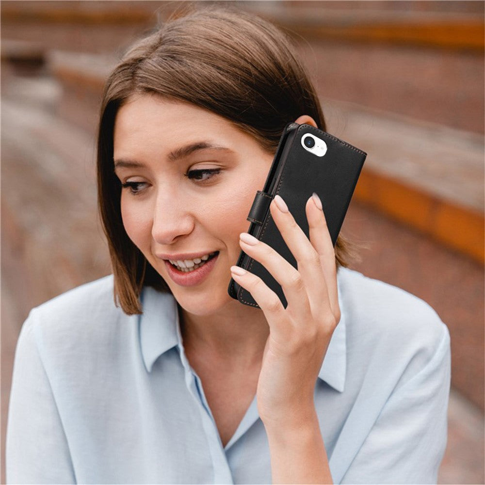 For iPhone 17e / 16e Case RFID Blocking Leather Wallet Flip Phone Cover with Wrist Strap