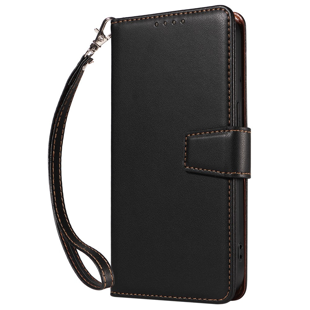 For iPhone 17e / 16e Case RFID Blocking Leather Wallet Flip Phone Cover with Wrist Strap
