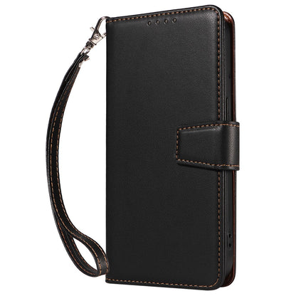 For iPhone 17e / 16e Case RFID Blocking Leather Wallet Flip Phone Cover with Wrist Strap