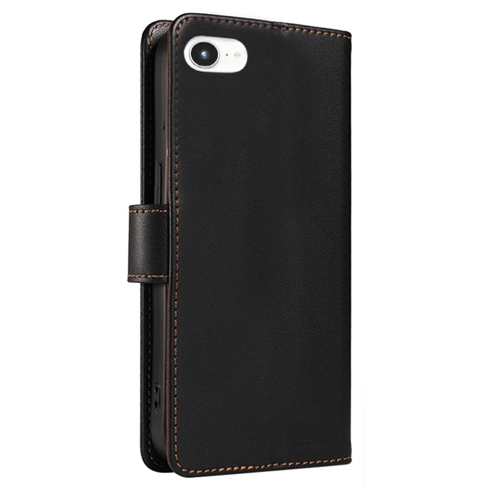 For iPhone 17e / 16e Case RFID Blocking Leather Wallet Flip Phone Cover with Wrist Strap