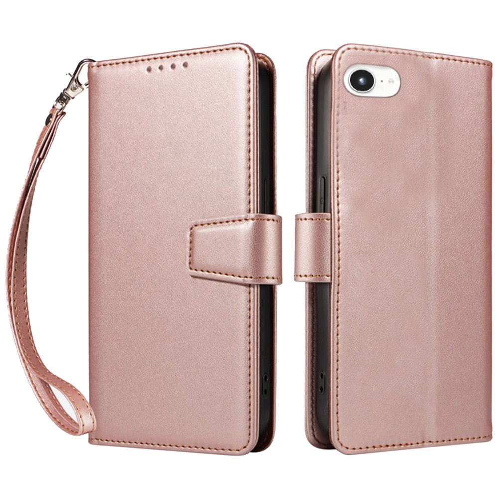For iPhone 17e / 16e Case RFID Blocking Leather Wallet Flip Phone Cover with Wrist Strap