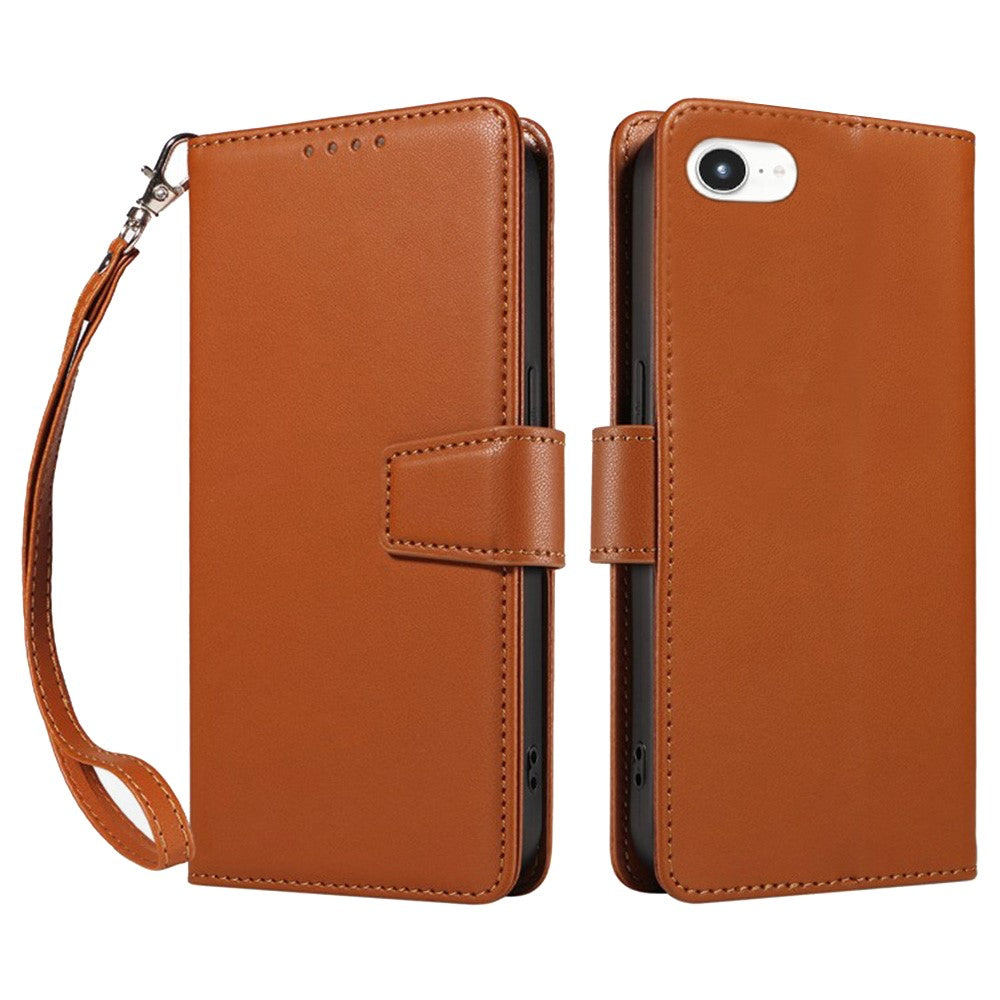 For iPhone 17e / 16e Case RFID Blocking Leather Wallet Flip Phone Cover with Wrist Strap