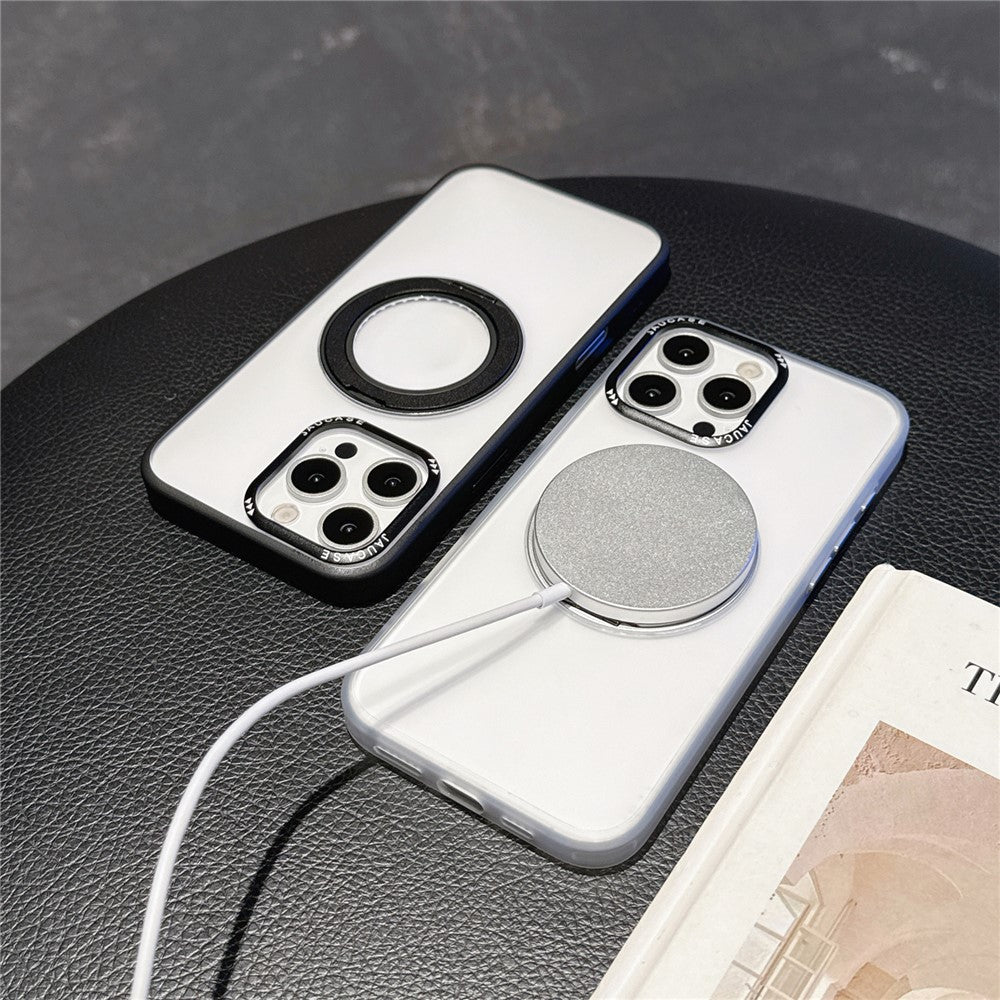 JAUCASE For iPhone 16 Pro Max Case Matte Clear TPU + PC Kickstand Cover Compatible with MagSafe