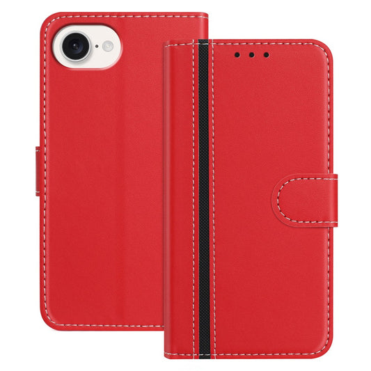 For iPhone 17e / 16e Phone Cases Wallet Stand Color Splicing Leather Cover with Magnetic Clasp