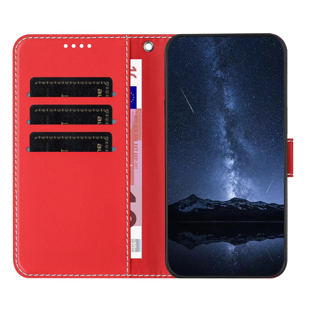 For iPhone 17e / 16e Phone Cases Wallet Stand Color Splicing Leather Cover with Magnetic Clasp