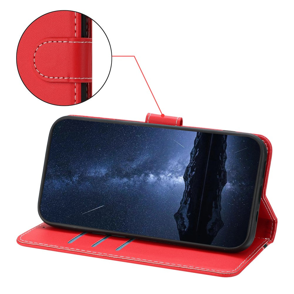 For iPhone 17e / 16e Phone Cases Wallet Stand Color Splicing Leather Cover with Magnetic Clasp