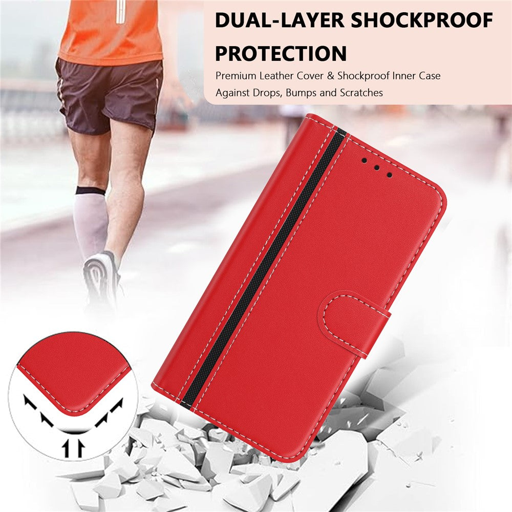 For iPhone 17e / 16e Phone Cases Wallet Stand Color Splicing Leather Cover with Magnetic Clasp