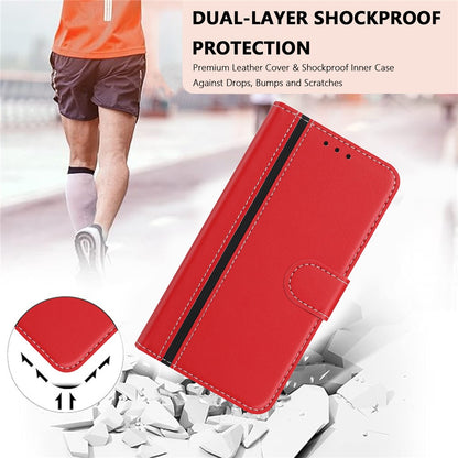 For iPhone 17e / 16e Phone Cases Wallet Stand Color Splicing Leather Cover with Magnetic Clasp