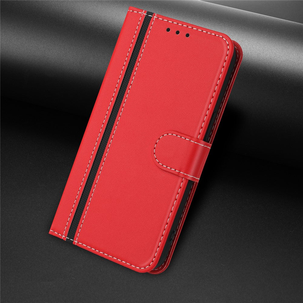 For iPhone 17e / 16e Phone Cases Wallet Stand Color Splicing Leather Cover with Magnetic Clasp