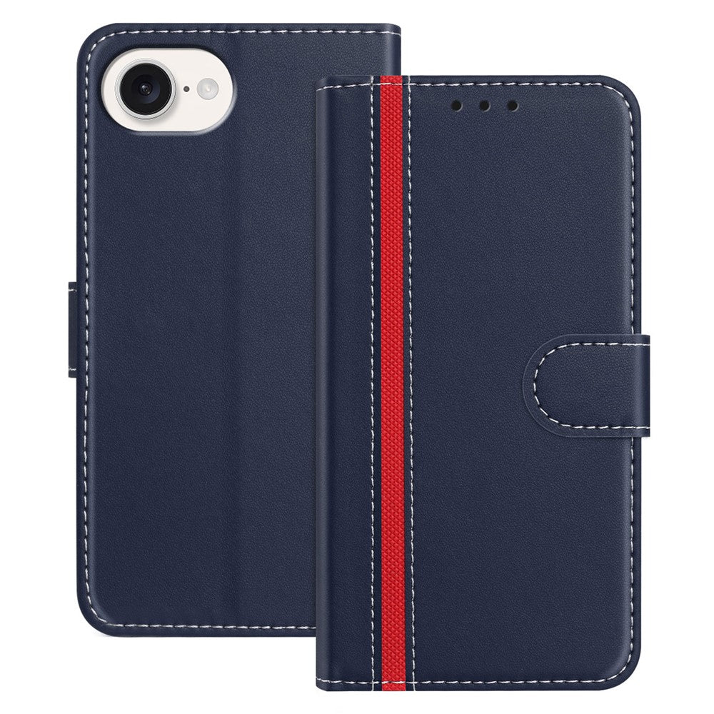 For iPhone 17e / 16e Phone Cases Wallet Stand Color Splicing Leather Cover with Magnetic Clasp