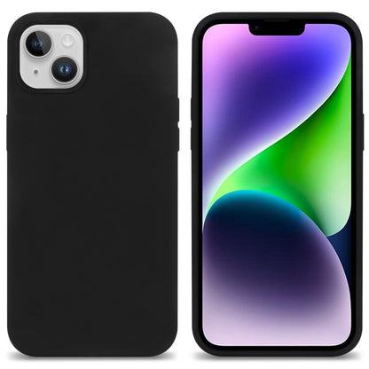 For iPhone 14 Plus Solid Silicone Drop Protection Phone Case Soft Fiber Lining Slim Fit Shockproof Protective Cover