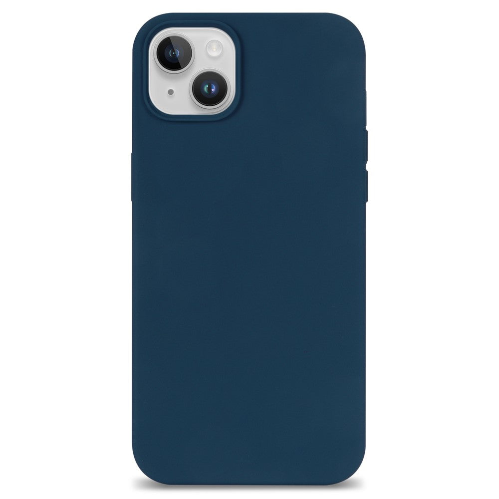 For iPhone 14 Plus Solid Silicone Drop Protection Phone Case Soft Fiber Lining Slim Fit Shockproof Protective Cover