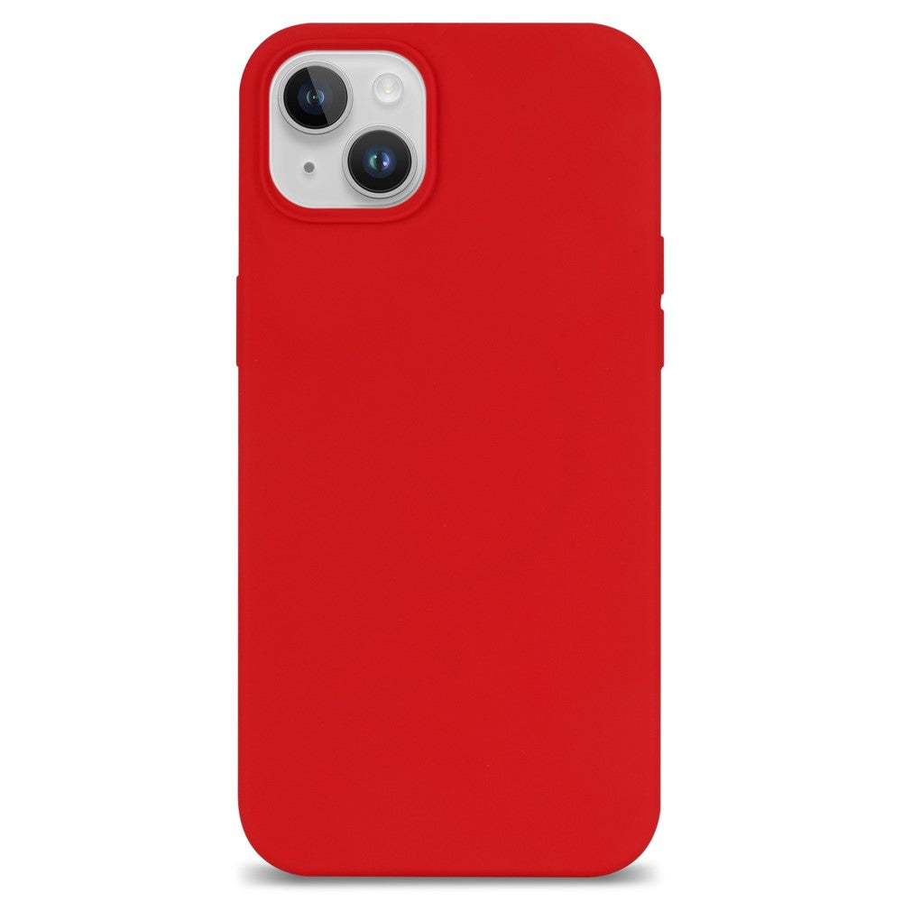 For iPhone 14 Plus Solid Silicone Drop Protection Phone Case Soft Fiber Lining Slim Fit Shockproof Protective Cover