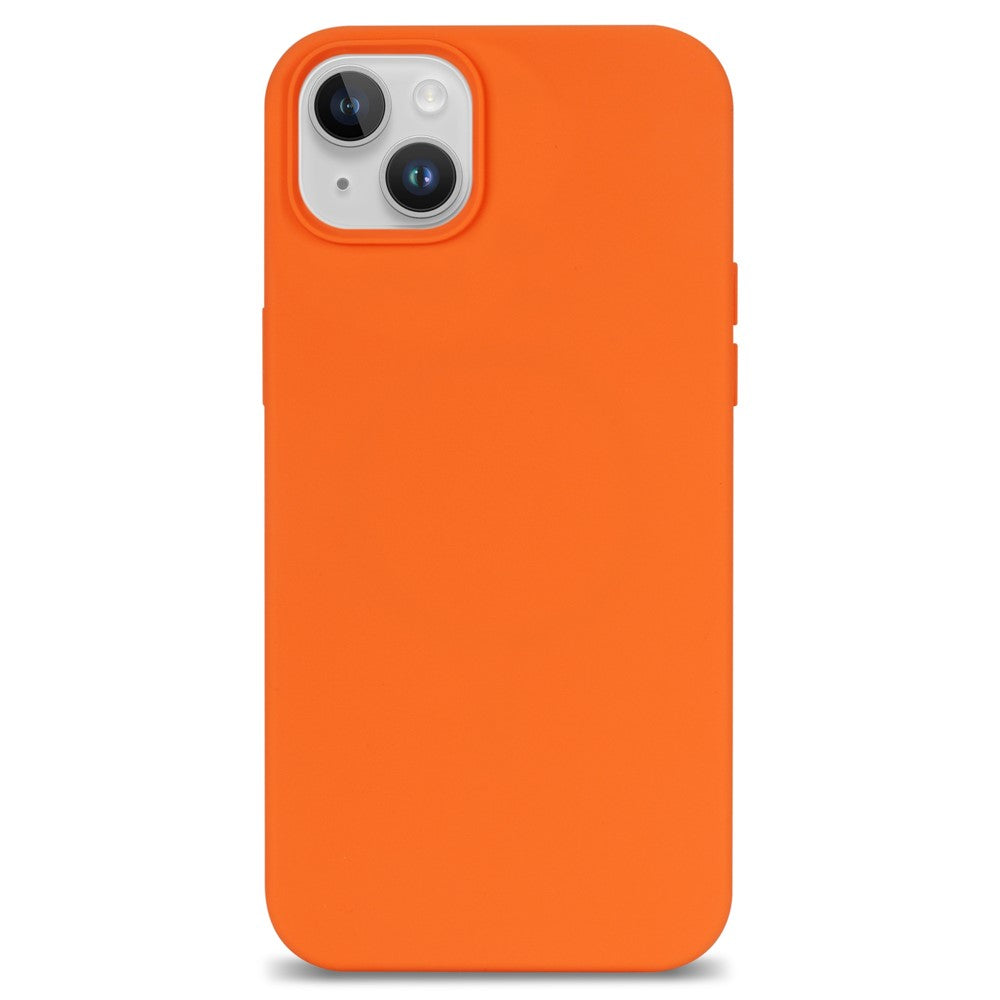 For iPhone 14 Plus Solid Silicone Drop Protection Phone Case Soft Fiber Lining Slim Fit Shockproof Protective Cover