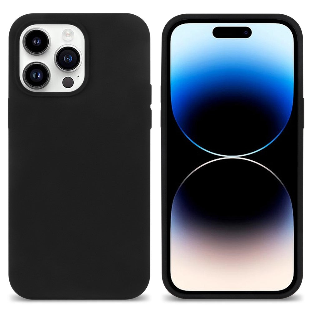 For iPhone 14 Pro Max Solid Silicone Shock-Absorb Case Soft Anti-Scratch Fiber Lining Cushion Shell Phone Cover