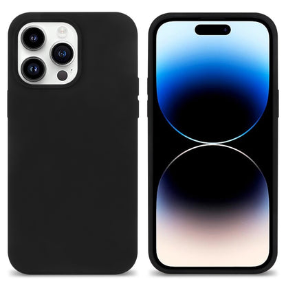 For iPhone 14 Pro Max Solid Silicone Shock-Absorb Case Soft Anti-Scratch Fiber Lining Cushion Shell Phone Cover