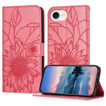 For iPhone 17e / 16e Case Sunflower Imprinted Wallet Stand Folio Flip Leather Cover