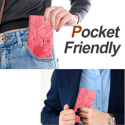 For iPhone 17e / 16e Case Sunflower Imprinted Wallet Stand Folio Flip Leather Cover