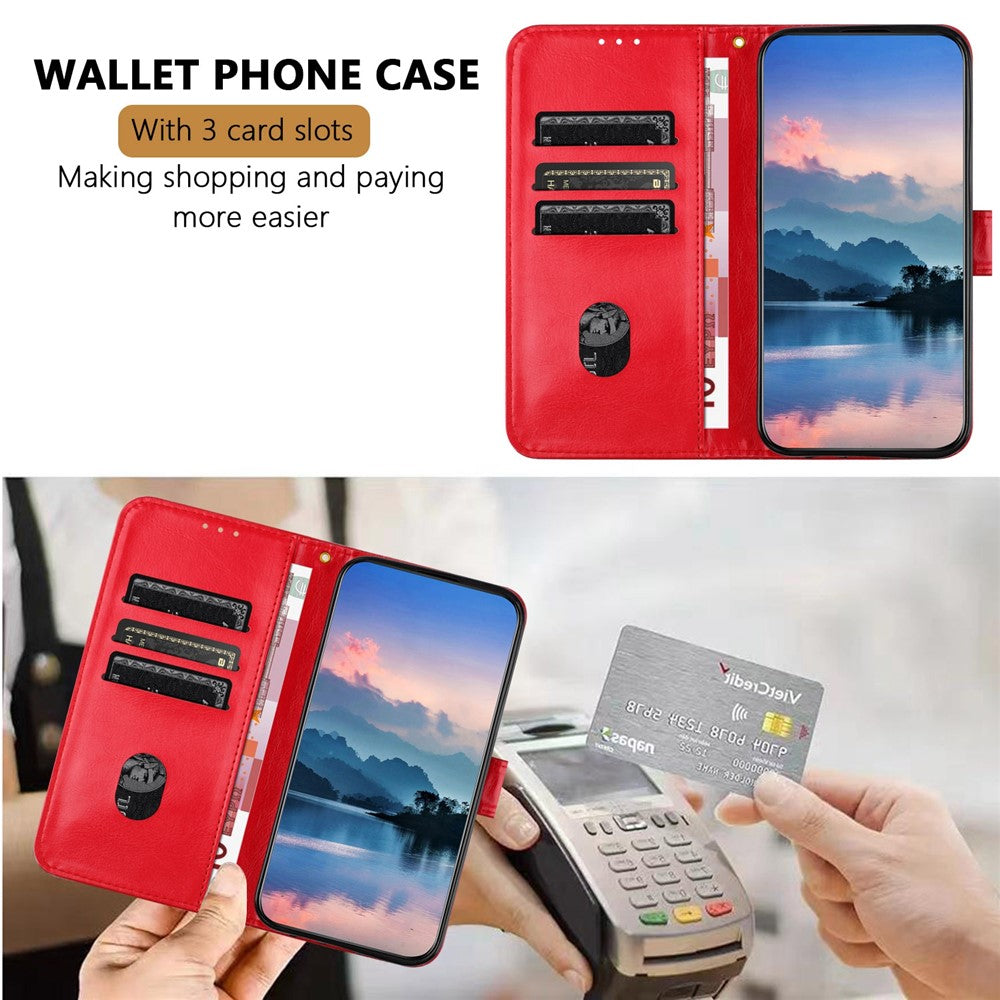 For iPhone 17e / 16e Leather Case Litchi Texture Wallet Stand Anti Drop Phone Cover with Wrist Strap