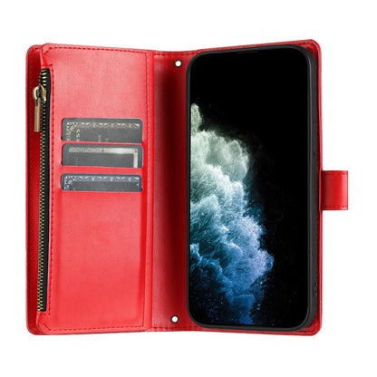 For iPhone 17e / 16e Leather Case Zipper Wallet Stand Shockproof Phone Cover with Wrist Strap