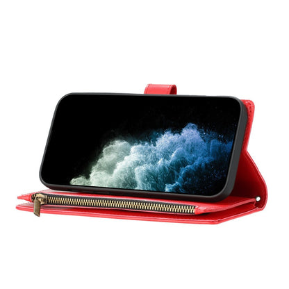 For iPhone 17e / 16e Leather Case Zipper Wallet Stand Shockproof Phone Cover with Wrist Strap