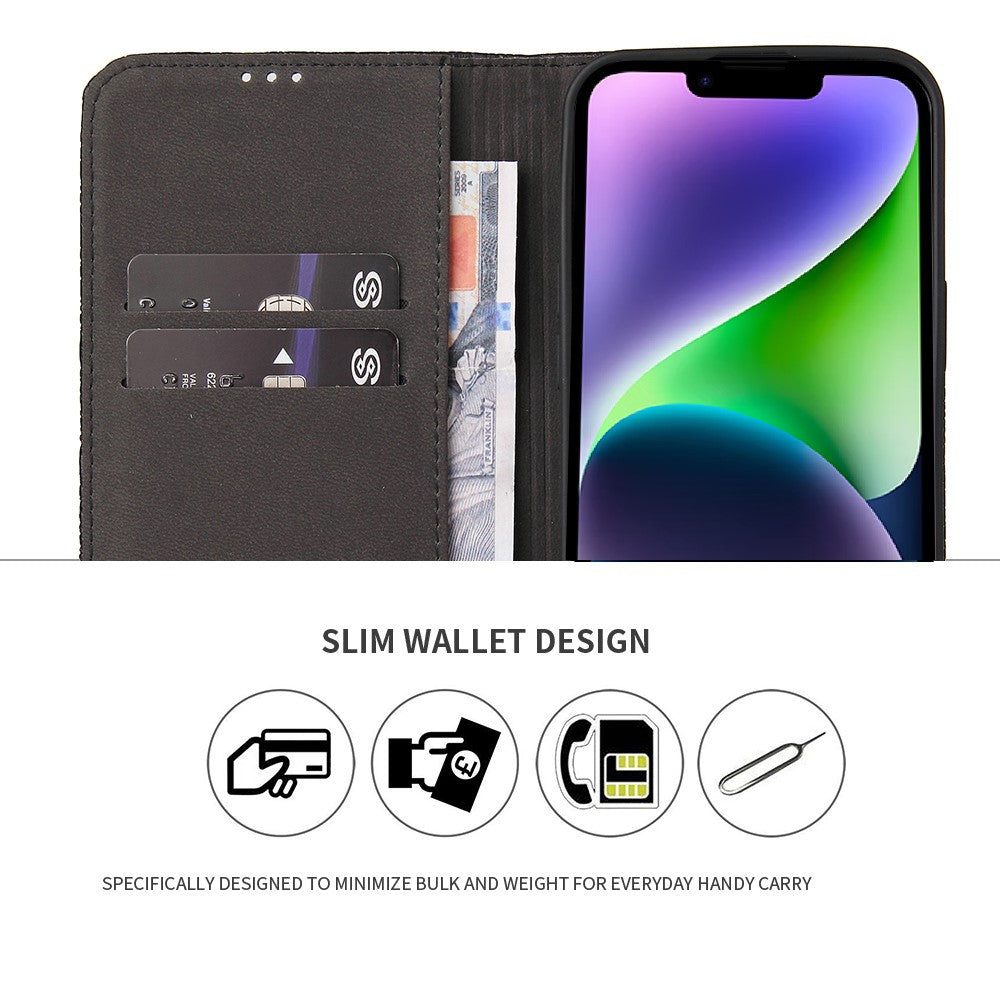For iPhone 14 Plus Auto-absorbed Magnetic Phone Case Wallet Stand Anti-scratch Top Layer Cowhide Leather Crocodile Texture Cell Phone Cover