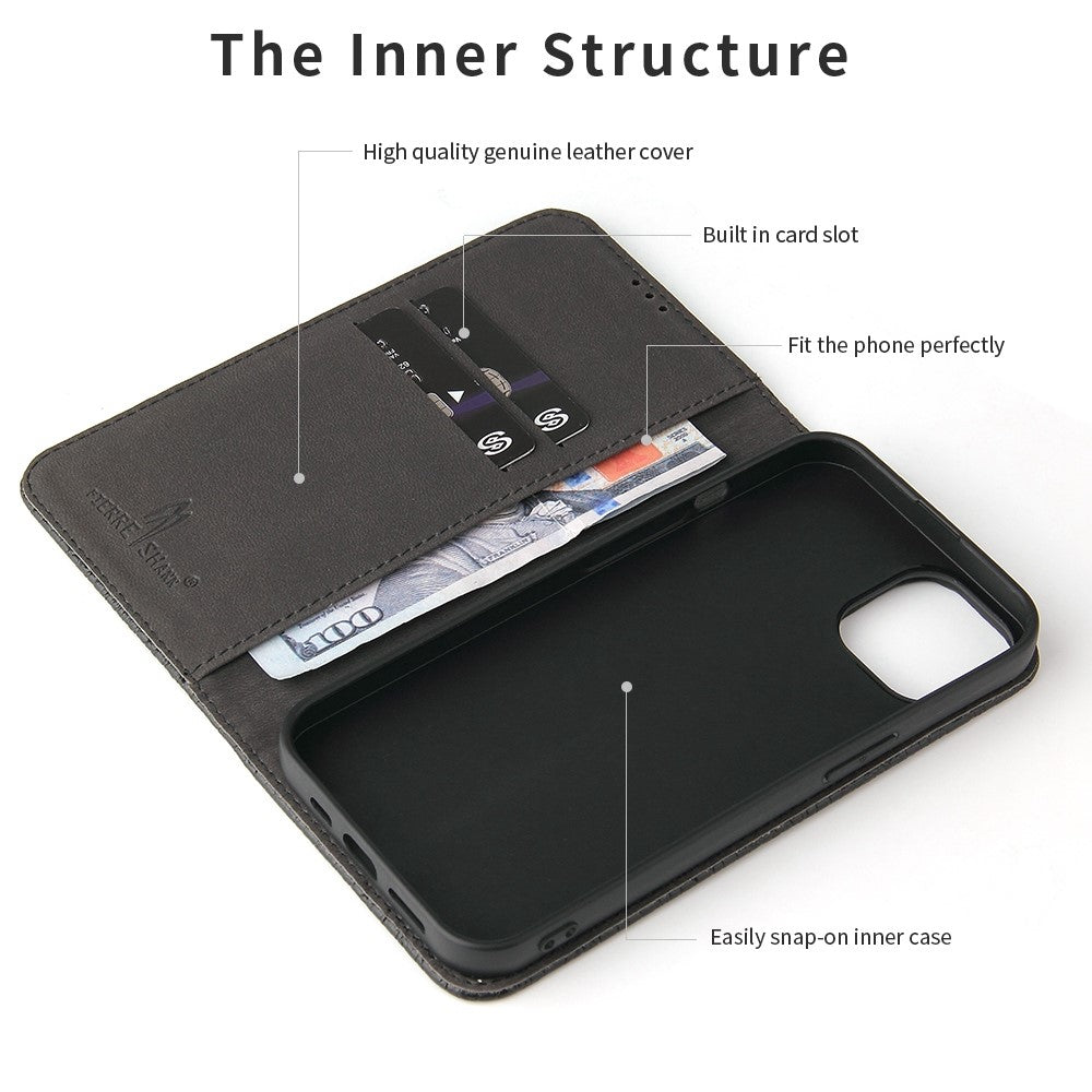For iPhone 14 Plus Auto-absorbed Magnetic Phone Case Wallet Stand Anti-scratch Top Layer Cowhide Leather Crocodile Texture Cell Phone Cover