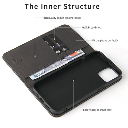 For iPhone 14 Plus Auto-absorbed Magnetic Phone Case Wallet Stand Anti-scratch Top Layer Cowhide Leather Crocodile Texture Cell Phone Cover