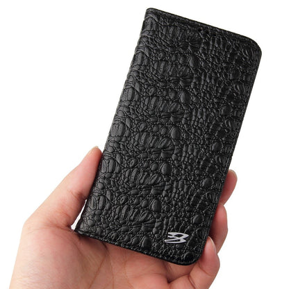 For iPhone 14 Plus Auto-absorbed Magnetic Phone Case Wallet Stand Anti-scratch Top Layer Cowhide Leather Crocodile Texture Cell Phone Cover