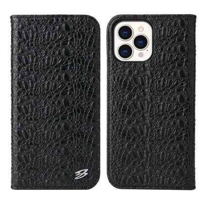 Protective Phone Case For iPhone 14 Pro Max Wallet Stand Auto-absorbed Magnetic Top Layer Cowhide Leather Crocodile Texture Cell Phone Cover