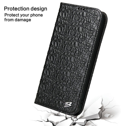 Protective Phone Case For iPhone 14 Pro Max Wallet Stand Auto-absorbed Magnetic Top Layer Cowhide Leather Crocodile Texture Cell Phone Cover
