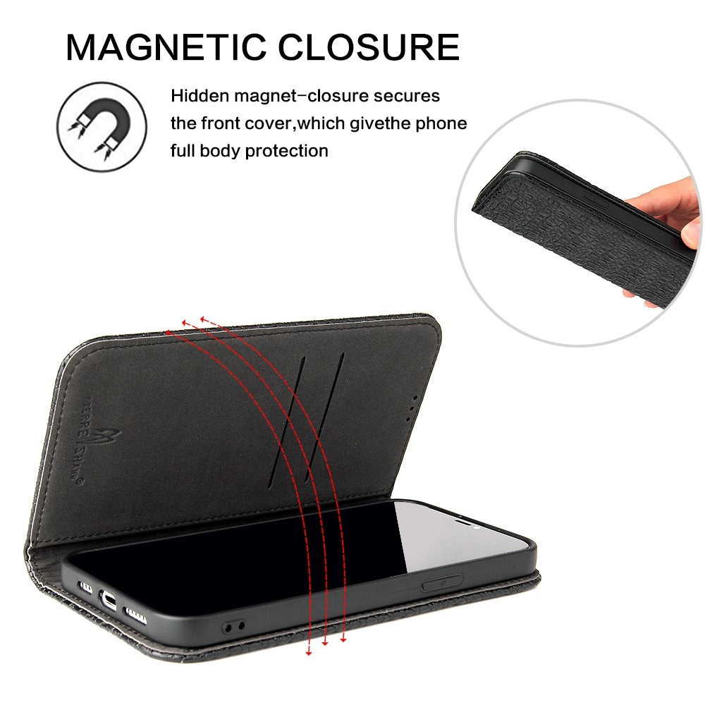 Protective Phone Case For iPhone 14 Pro Max Wallet Stand Auto-absorbed Magnetic Top Layer Cowhide Leather Crocodile Texture Cell Phone Cover