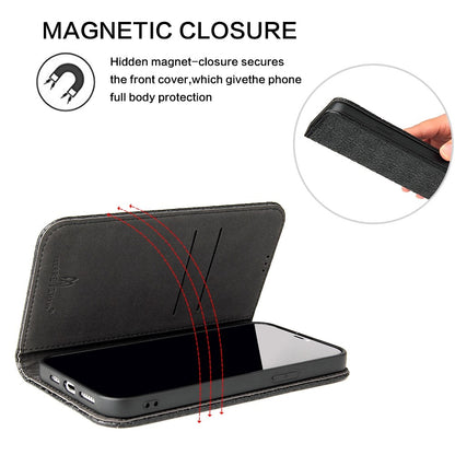 Protective Phone Case For iPhone 14 Pro Max Wallet Stand Auto-absorbed Magnetic Top Layer Cowhide Leather Crocodile Texture Cell Phone Cover