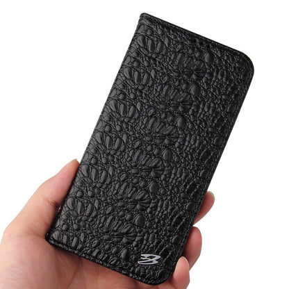 Protective Phone Case For iPhone 14 Pro Max Wallet Stand Auto-absorbed Magnetic Top Layer Cowhide Leather Crocodile Texture Cell Phone Cover
