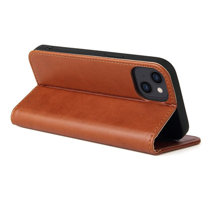 FIERRE SHANN Drop-proof Phone Cover for iPhone 14, Auto-absorbed Magnetic Closure PU Leather Phone Wallet Case