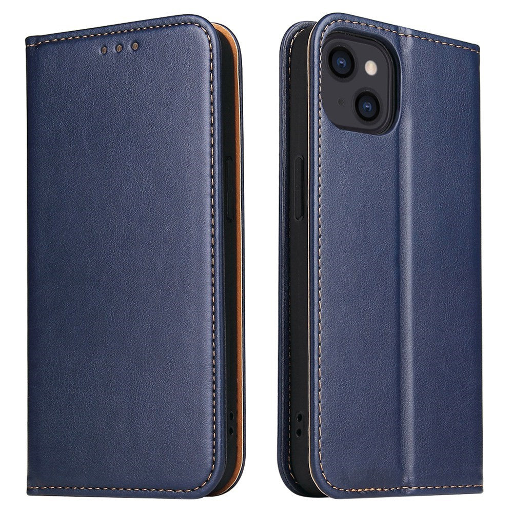 FIERRE SHANN Drop-proof Phone Cover for iPhone 14, Auto-absorbed Magnetic Closure PU Leather Phone Wallet Case