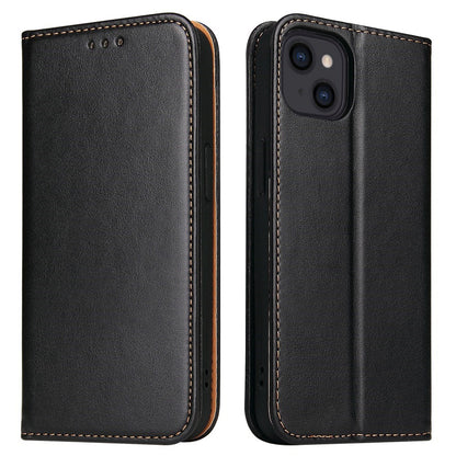 FIERRE SHANN Drop-proof Phone Cover for iPhone 14, Auto-absorbed Magnetic Closure PU Leather Phone Wallet Case