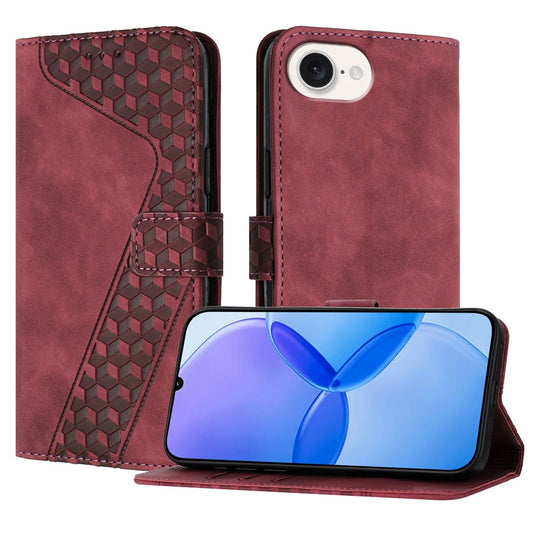 For iPhone 17e / 16e Leather Case 7-Shaped Pattern Wallet Stand Shockproof Phone Cover