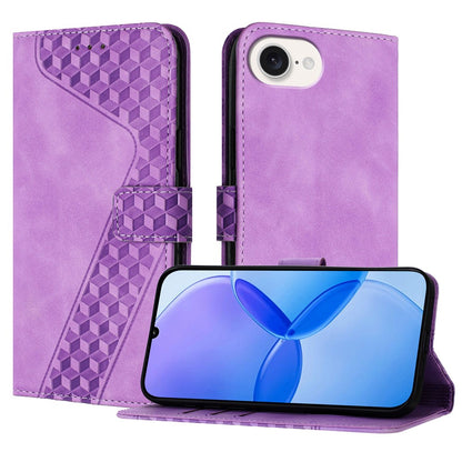 For iPhone 17e / 16e Leather Case 7-Shaped Pattern Wallet Stand Shockproof Phone Cover