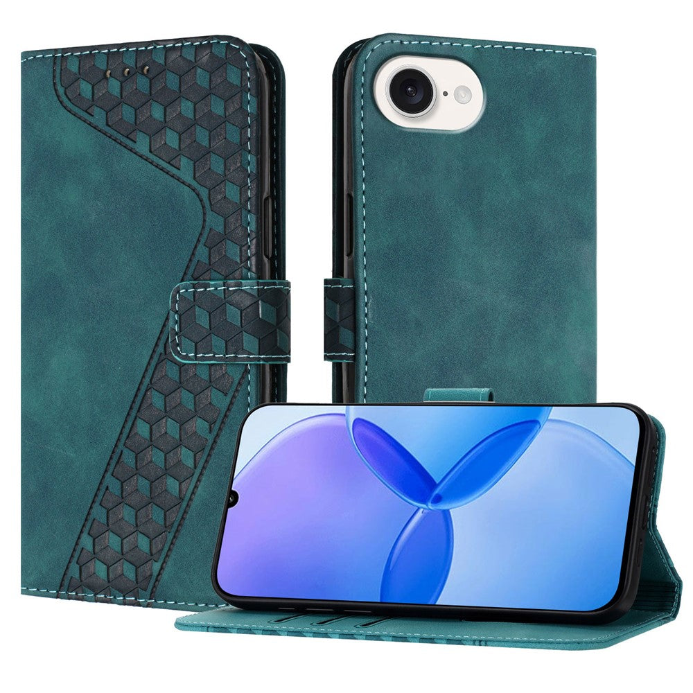 For iPhone 17e / 16e Leather Case 7-Shaped Pattern Wallet Stand Shockproof Phone Cover